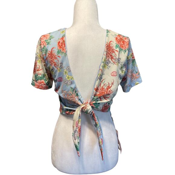 We are HAH All Tied Up Reversible Crop Top French Blue Size Large NWT - Picture 5 of 11